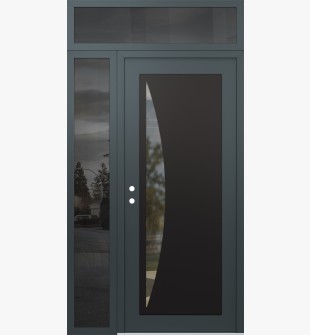 Diamond C13 48" x 96" anthracite/anthracite clear Glass Panel black RHI with Sidelite and Transom mirrored Glass