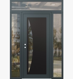Diamond C13 68" x 96" anthracite/anthracite clear Glass Panel black RHI with 2 Sidelites and Transom clear Glass