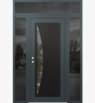 Diamond C13 60" x 96" anthracite/anthracite clear Glass Panel black RHI with 2 Sidelites and Transom mirrored Glass