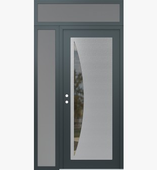 Diamond C13 48" x 96" anthracite/anthracite clear Glass Panel stainless steel RHI with Sidelite and Transom frosted Glass