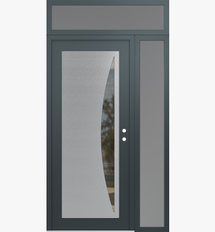 Diamond C13 52" x 96" anthracite/anthracite clear Glass Panel stainless steel LHI with Sidelite and Transom frosted Glass