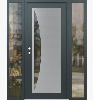 Diamond C13 64" x 80" anthracite/anthracite clear Glass Panel stainless steel RHI with 2 Sidelites clear Glass