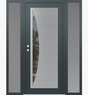 Diamond C13 68" x 80" anthracite/anthracite clear Glass Panel stainless steel RHI with 2 Sidelites frosted Glass
