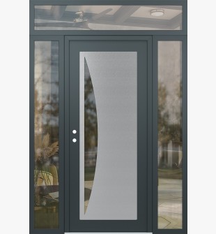 Diamond C13 64" x 96" anthracite/anthracite clear Glass Panel stainless steel RHI with 2 Sidelites and Transom clear Glass