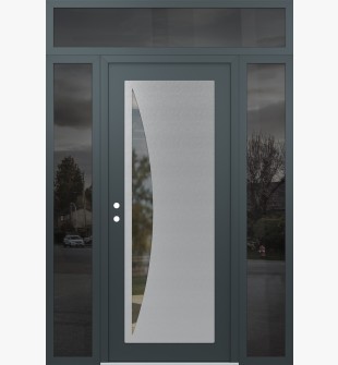 Diamond C13 64" x 96" anthracite/anthracite clear Glass Panel stainless steel RHI with 2 Sidelites and Transom mirrored Glass