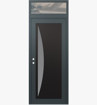 Diamond C13 36" x 96" anthracite/anthracite frosted Glass Panel black RHI with Transom clear Glass