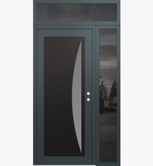 Diamond C13 50" x 96" anthracite/anthracite frosted Glass Panel black LHI with Sidelite and Transom mirrored Glass