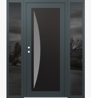 Diamond C13 68" x 80" anthracite/anthracite frosted Glass Panel black RHI with 2 Sidelites mirrored Glass