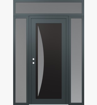 Diamond C13 60" x 96" anthracite/anthracite frosted Glass Panel black RHI with 2 Sidelites and Transom frosted Glass