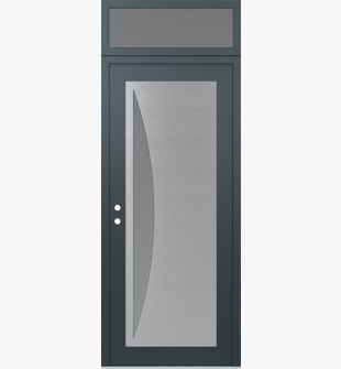 Diamond C13 36" x 96" anthracite/anthracite frosted Glass Panel stainless steel RHI with Transom frosted Glass