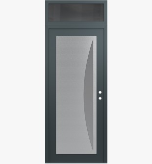 Diamond C13 36" x 96" anthracite/anthracite frosted Glass Panel stainless steel LHI with Transom mirrored Glass