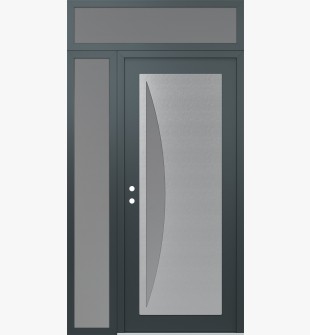 Diamond C13 52" x 96" anthracite/anthracite frosted Glass Panel stainless steel RHI with Sidelite and Transom frosted Glass