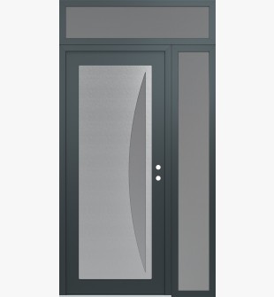 Diamond C13 50" x 96" anthracite/anthracite frosted Glass Panel stainless steel LHI with Sidelite and Transom frosted Glass