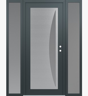Diamond C13 68" x 80" anthracite/anthracite frosted Glass Panel stainless steel LHI with 2 Sidelites frosted Glass