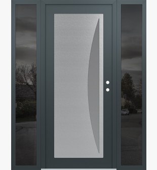 Diamond C13 68" x 80" anthracite/anthracite frosted Glass Panel stainless steel LHI with 2 Sidelites mirrored Glass