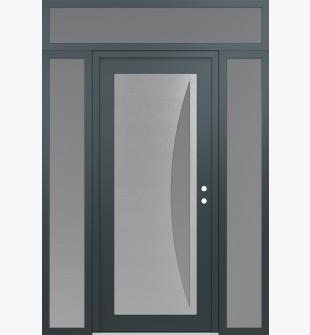 Diamond C13 68" x 96" anthracite/anthracite frosted Glass Panel stainless steel LHI with 2 Sidelites and Transom frosted Glass