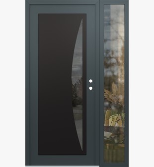 Diamond C13 48" x 80" anthracite/anthracite mirrored Glass Panel black LHI with Sidelite clear Glass