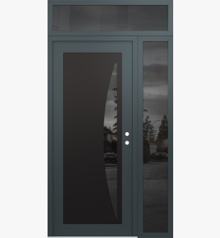 Diamond C13 48" x 96" anthracite/anthracite mirrored Glass Panel black LHI with Sidelite and Transom mirrored Glass