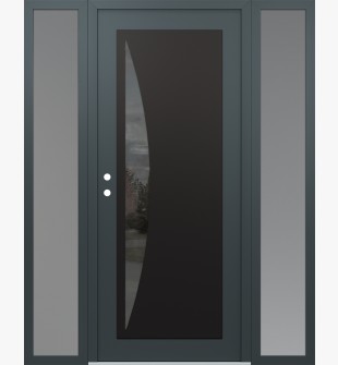 Diamond C13 64" x 80" anthracite/anthracite mirrored Glass Panel black RHI with 2 Sidelites frosted Glass