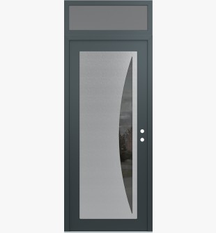 Diamond C13 36" x 96" anthracite/anthracite mirrored Glass Panel stainless steel LHI with Transom frosted Glass