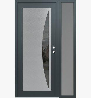 Diamond C13 52" x 80" anthracite/anthracite mirrored Glass Panel stainless steel LHI with Sidelite frosted Glass