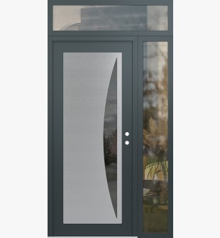 Diamond C13 50" x 96" anthracite/anthracite mirrored Glass Panel stainless steel LHI with Sidelite and Transom clear Glass