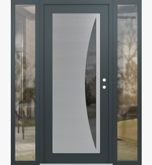 Diamond C13 64" x 80" anthracite/anthracite mirrored Glass Panel stainless steel LHI with 2 Sidelites clear Glass
