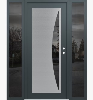 Diamond C13 60" x 80" anthracite/anthracite mirrored Glass Panel stainless steel LHI with 2 Sidelites mirrored Glass