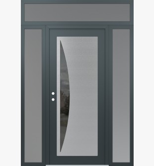 Diamond C13 68" x 96" anthracite/anthracite mirrored Glass Panel stainless steel RHI with 2 Sidelites and Transom frosted Glass