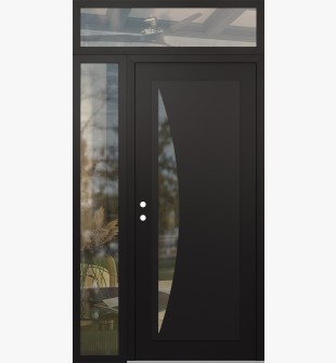 Diamond C13 48" x 96" black/black clear Glass Panel black RHI with Sidelite and Transom clear Glass