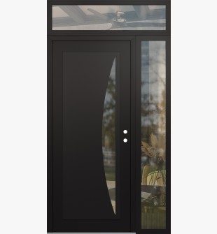 Diamond C13 48" x 96" black/black clear Glass Panel black LHI with Sidelite and Transom clear Glass