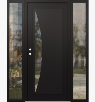 Diamond C13 68" x 80" black/black clear Glass Panel black RHI with 2 Sidelites clear Glass