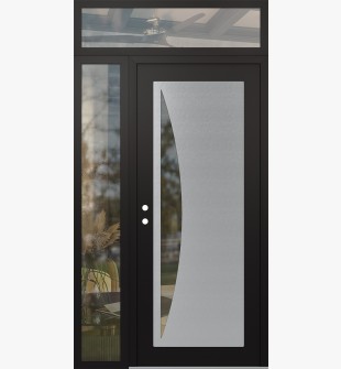 Diamond C13 50" x 96" black/black clear Glass Panel stainless steel RHI with Sidelite and Transom clear Glass