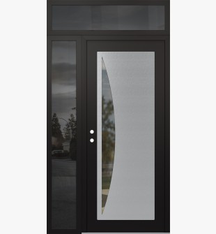 Diamond C13 48" x 96" black/black clear Glass Panel stainless steel RHI with Sidelite and Transom mirrored Glass