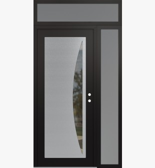 Diamond C13 50" x 96" black/black clear Glass Panel stainless steel LHI with Sidelite and Transom frosted Glass