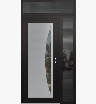 Diamond C13 52" x 96" black/black clear Glass Panel stainless steel LHI with Sidelite and Transom mirrored Glass