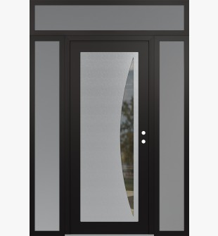Diamond C13 60" x 96" black/black clear Glass Panel stainless steel LHI with 2 Sidelites and Transom frosted Glass