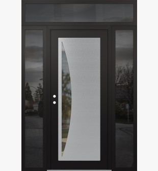 Diamond C13 68" x 96" black/black clear Glass Panel stainless steel RHI with 2 Sidelites and Transom mirrored Glass