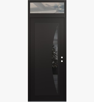 Diamond C13 36" x 96" black/black mirrored Glass Panel black LHI with Transom clear Glass