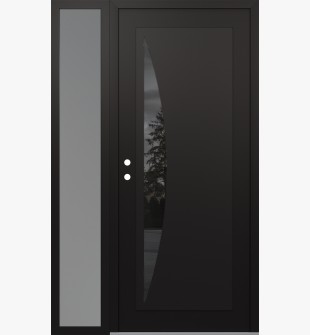 Diamond C13 50" x 80" black/black mirrored Glass Panel black RHI with Sidelite frosted Glass