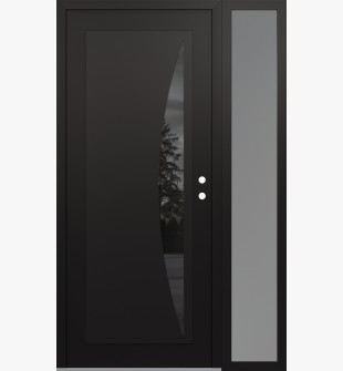 Diamond C13 52" x 80" black/black mirrored Glass Panel black LHI with Sidelite frosted Glass