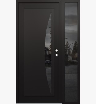 Diamond C13 48" x 80" black/black mirrored Glass Panel black LHI with Sidelite mirrored Glass