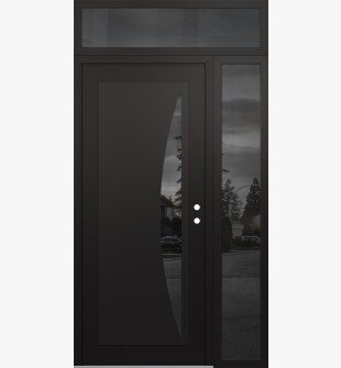 Diamond C13 52" x 96" black/black mirrored Glass Panel black LHI with Sidelite and Transom mirrored Glass