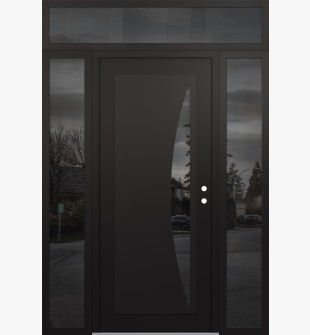 Diamond C13 64" x 96" black/black mirrored Glass Panel black LHI with 2 Sidelites and Transom mirrored Glass