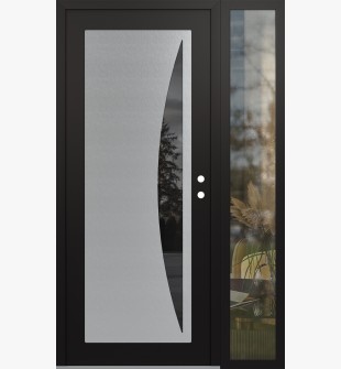 Diamond C13 50" x 80" black/black mirrored Glass Panel stainless steel LHI with Sidelite clear Glass