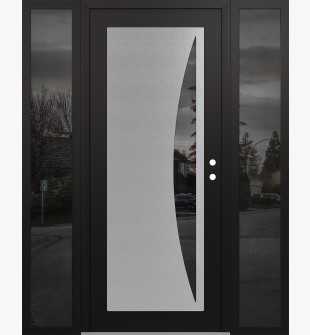 Diamond C13 68" x 80" black/black mirrored Glass Panel stainless steel LHI with 2 Sidelites mirrored Glass