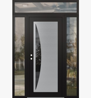 Diamond C13 60" x 96" black/black mirrored Glass Panel stainless steel RHI with 2 Sidelites and Transom clear Glass