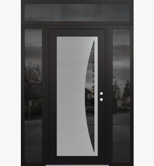Diamond C13 60" x 96" black/black mirrored Glass Panel stainless steel LHI with 2 Sidelites and Transom mirrored Glass