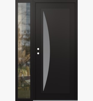 Diamond C13 50" x 80" black/white frosted Glass Panel black RHI with Sidelite clear Glass