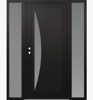 Diamond C13 64" x 80" black/white frosted Glass Panel black RHI with 2 Sidelites frosted Glass